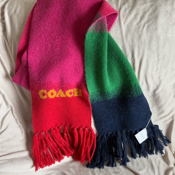 Coach wool Colorblocked Ombré Knit Scarf - Picture 4 of 11